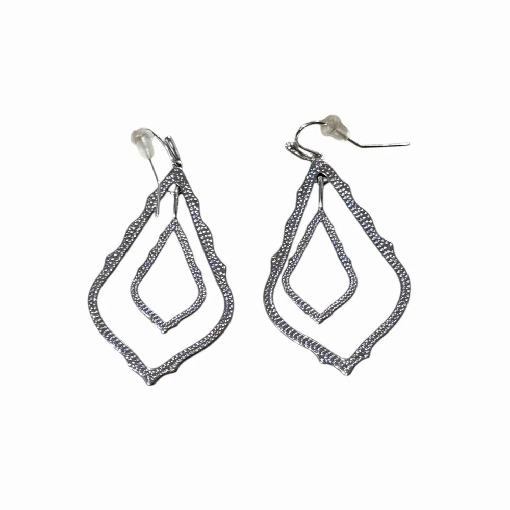 Kendra Scott Simon‎ Silver Dangle Drop Earrings Teardrop